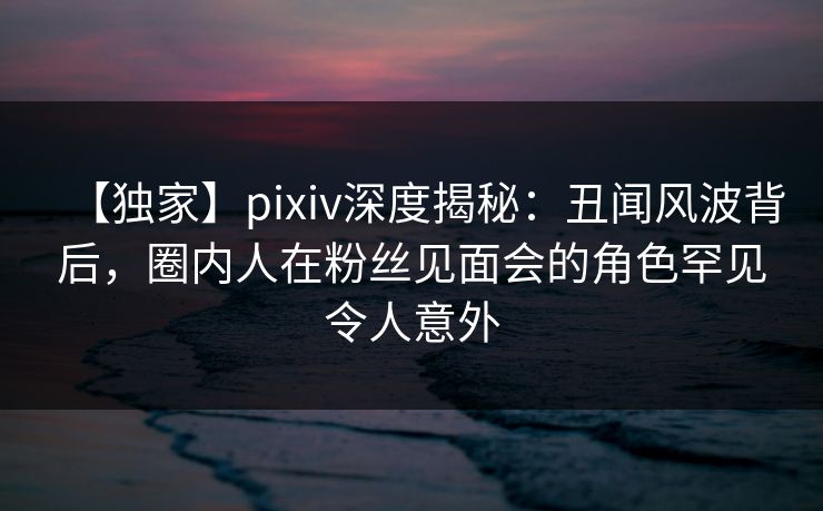 【独家】pixiv深度揭秘：丑闻风波背后，圈内人在粉丝见面会的角色罕见令人意外