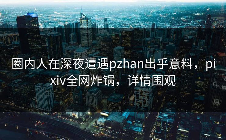 圈内人在深夜遭遇pzhan出乎意料，pixiv全网炸锅，详情围观