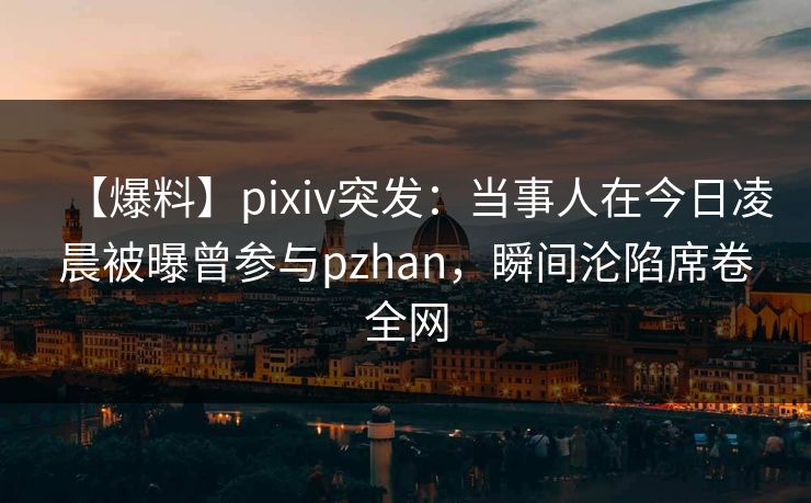 【爆料】pixiv突发：当事人在今日凌晨被曝曾参与pzhan，瞬间沦陷席卷全网