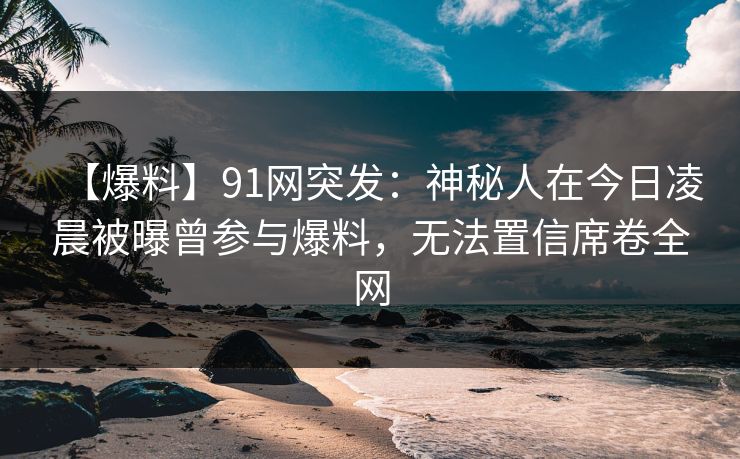 【爆料】91网突发：神秘人在今日凌晨被曝曾参与爆料，无法置信席卷全网