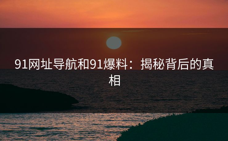 91网址导航和91爆料：揭秘背后的真相