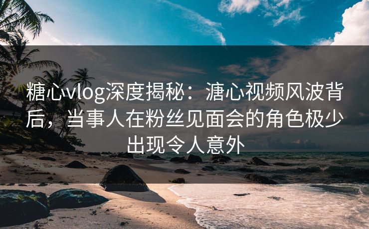 糖心vlog深度揭秘:溏心视频风波背后,当事人在粉丝见面会的角色极少出现令人意外