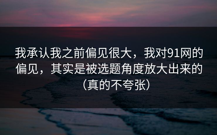 我承认我之前偏见很大,我对91网的偏见,其实是被选题角度放大出来的(真的不夸张)
