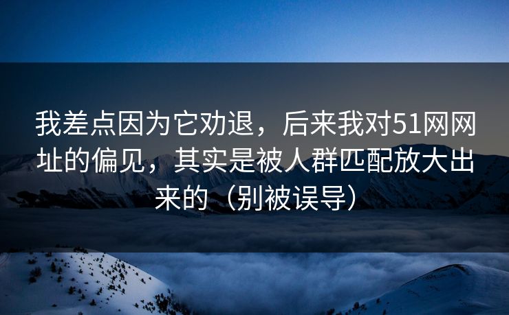 我差点因为它劝退,后来我对51网网址的偏见,其实是被人群匹配放大出来的(别被误导)